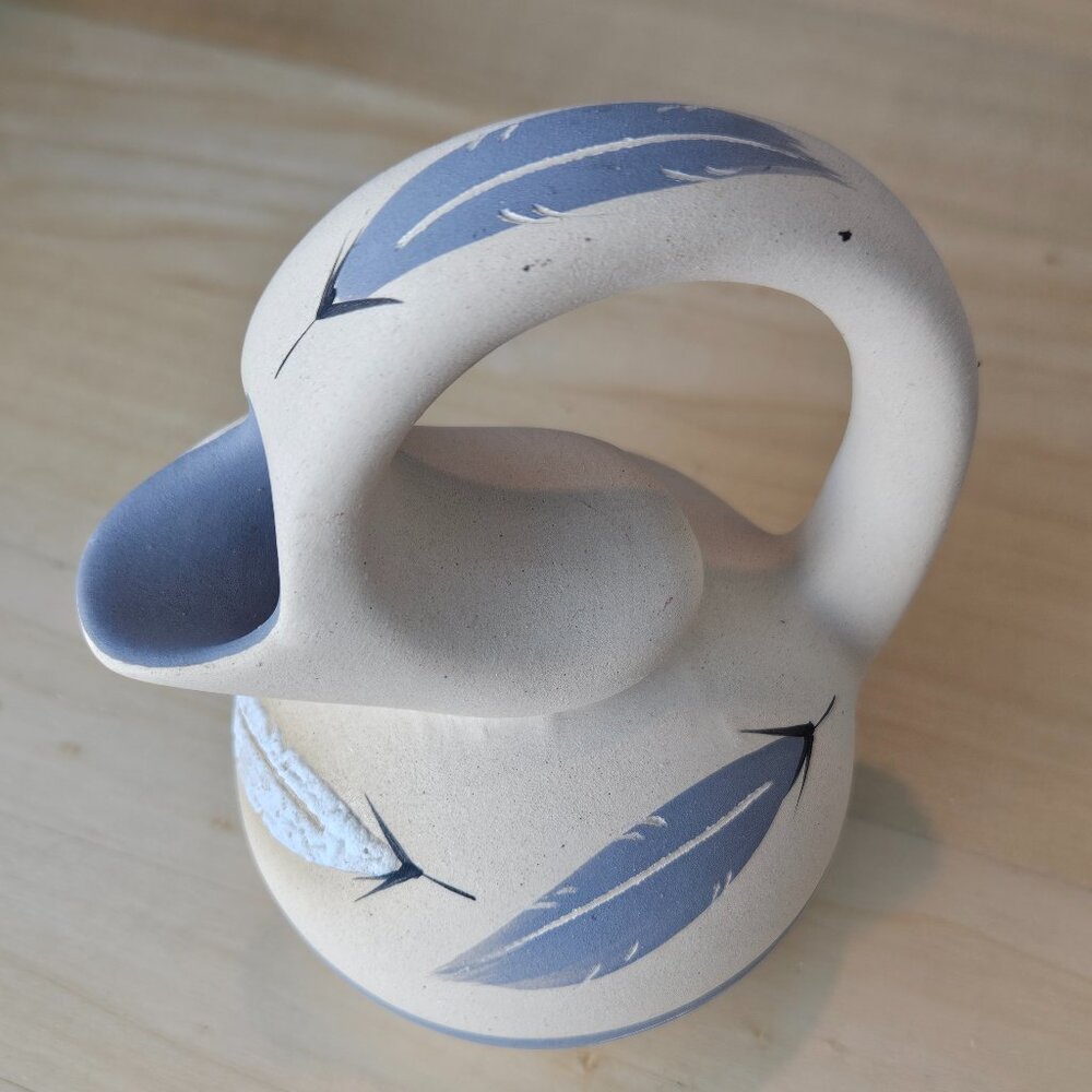 Vtg 1986 Pueblo Indian Wedding Vase/Pottery " Grey Feather"  Signed by Artist.